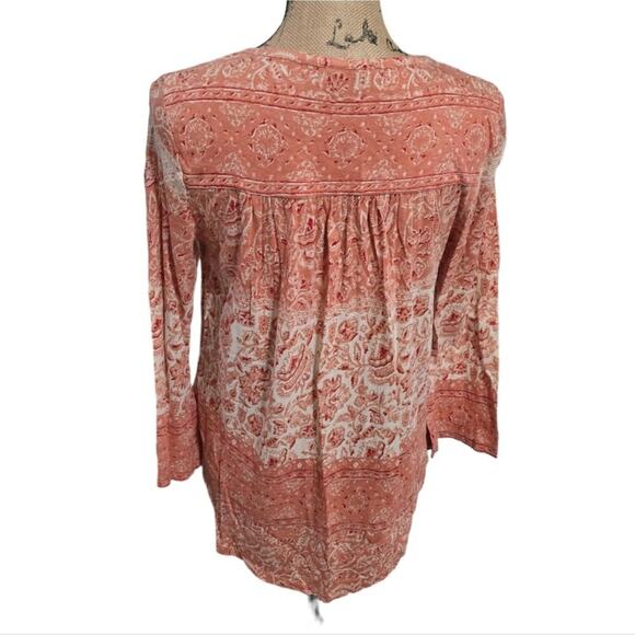 Lucky brand Mauve and white Oversized Boho Peasant Blouse Size Small - Picture 2 of 9